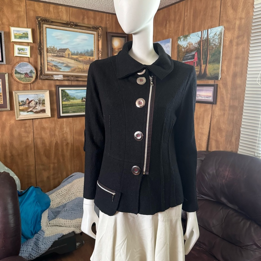 Tricotto Boiled Wool Zip Up Sweater